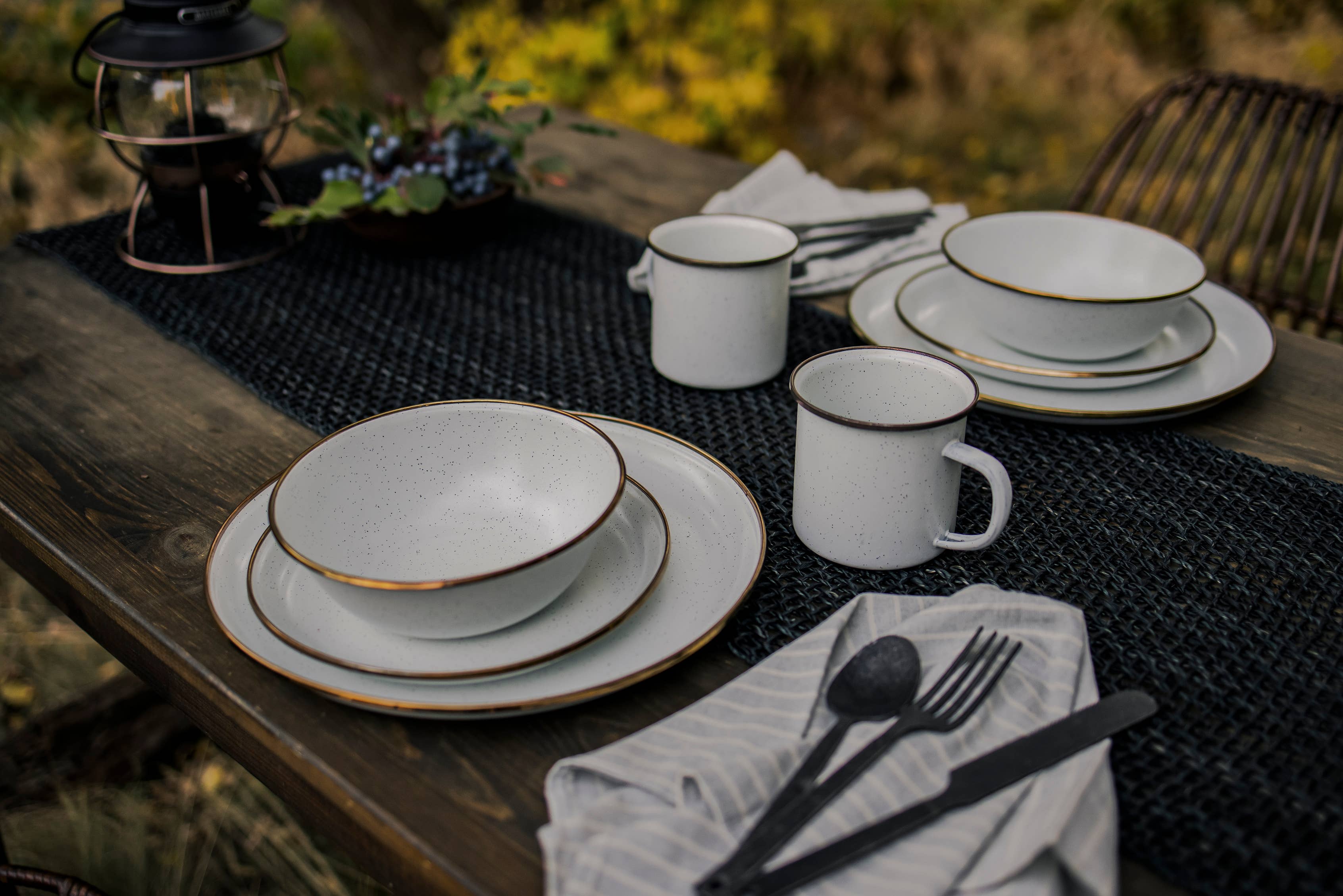 Enamel Deep Plate (Set of 2): Charcoal