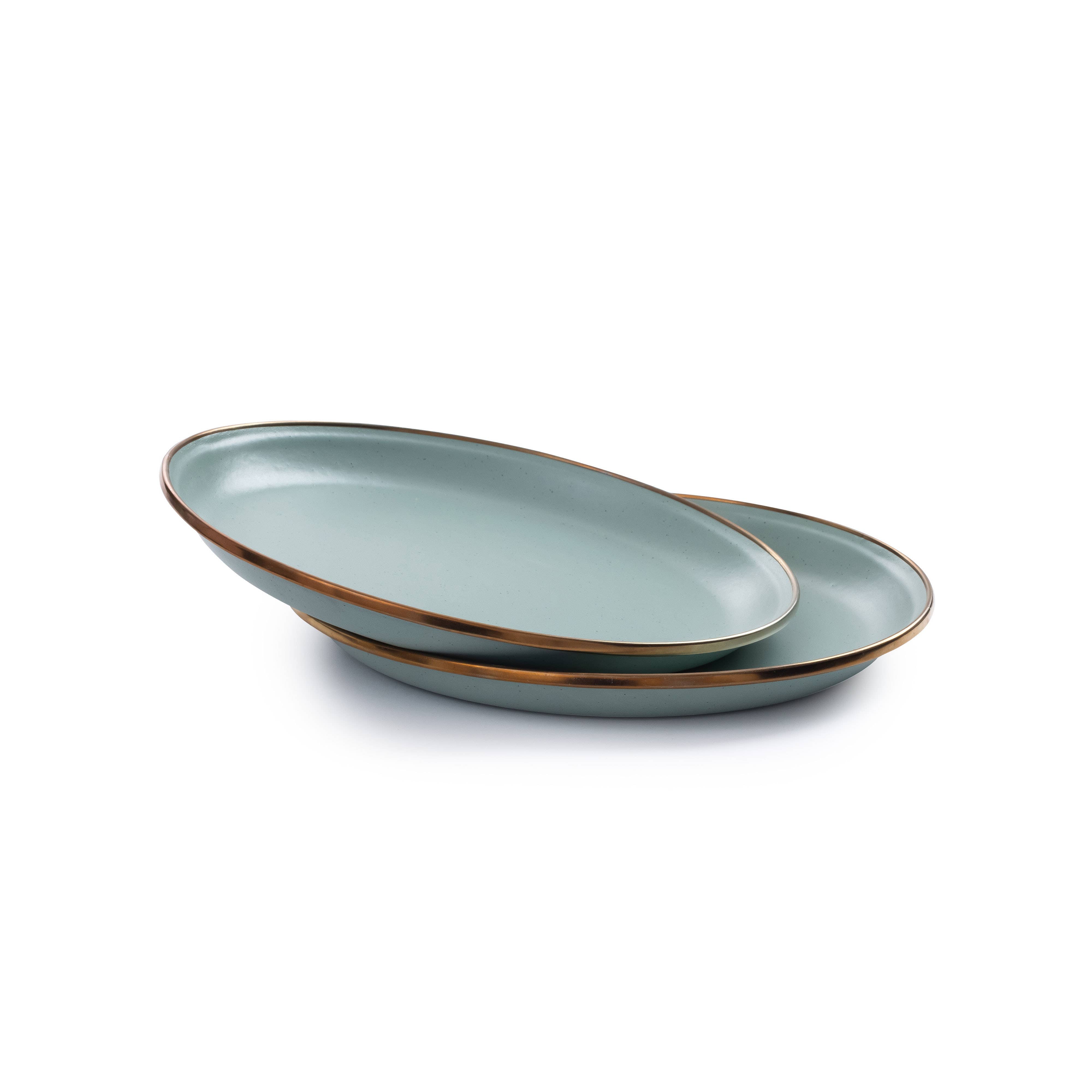 Enamel Deep Plate (Set of 2): Eggshell