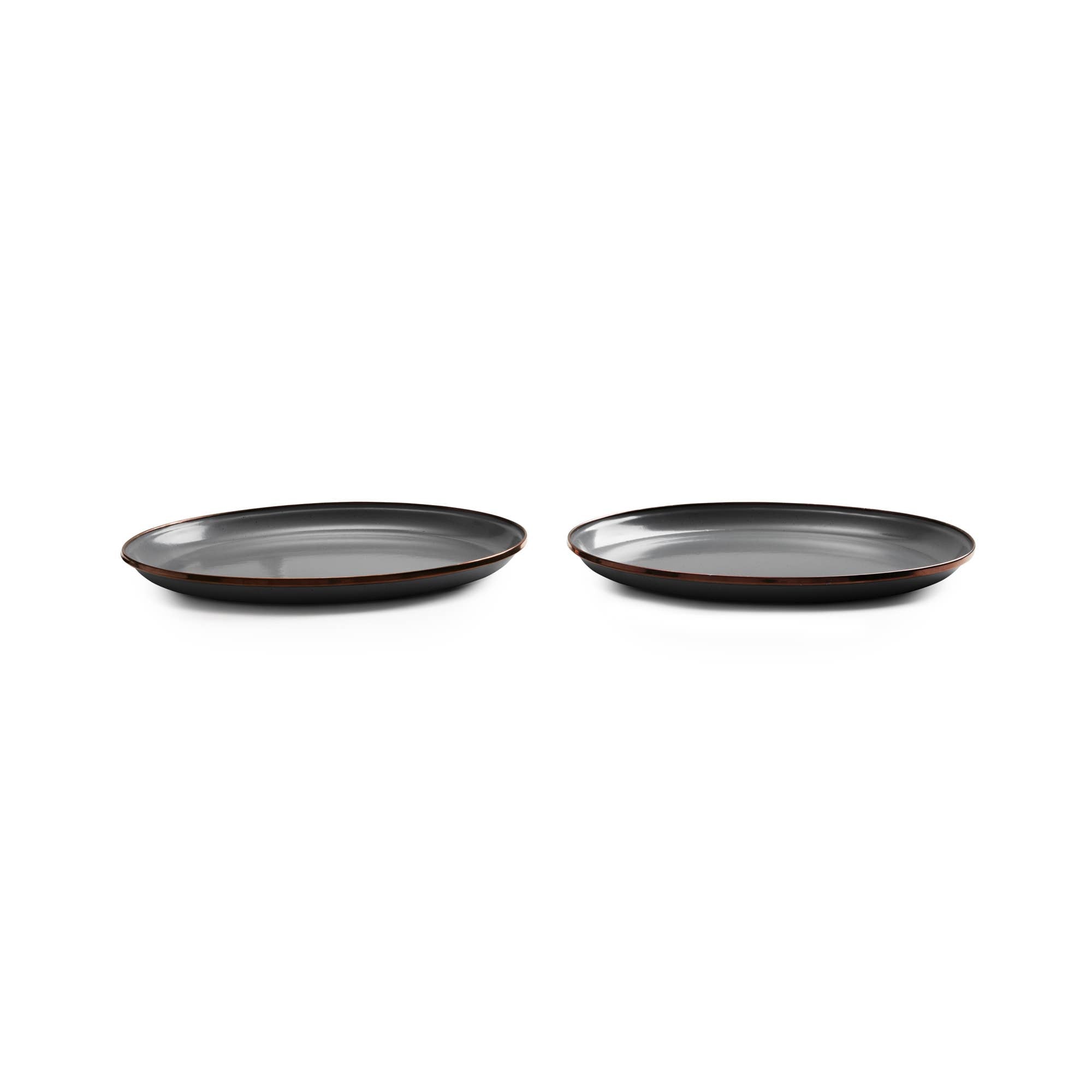 Enamel Deep Plate (Set of 2): Charcoal