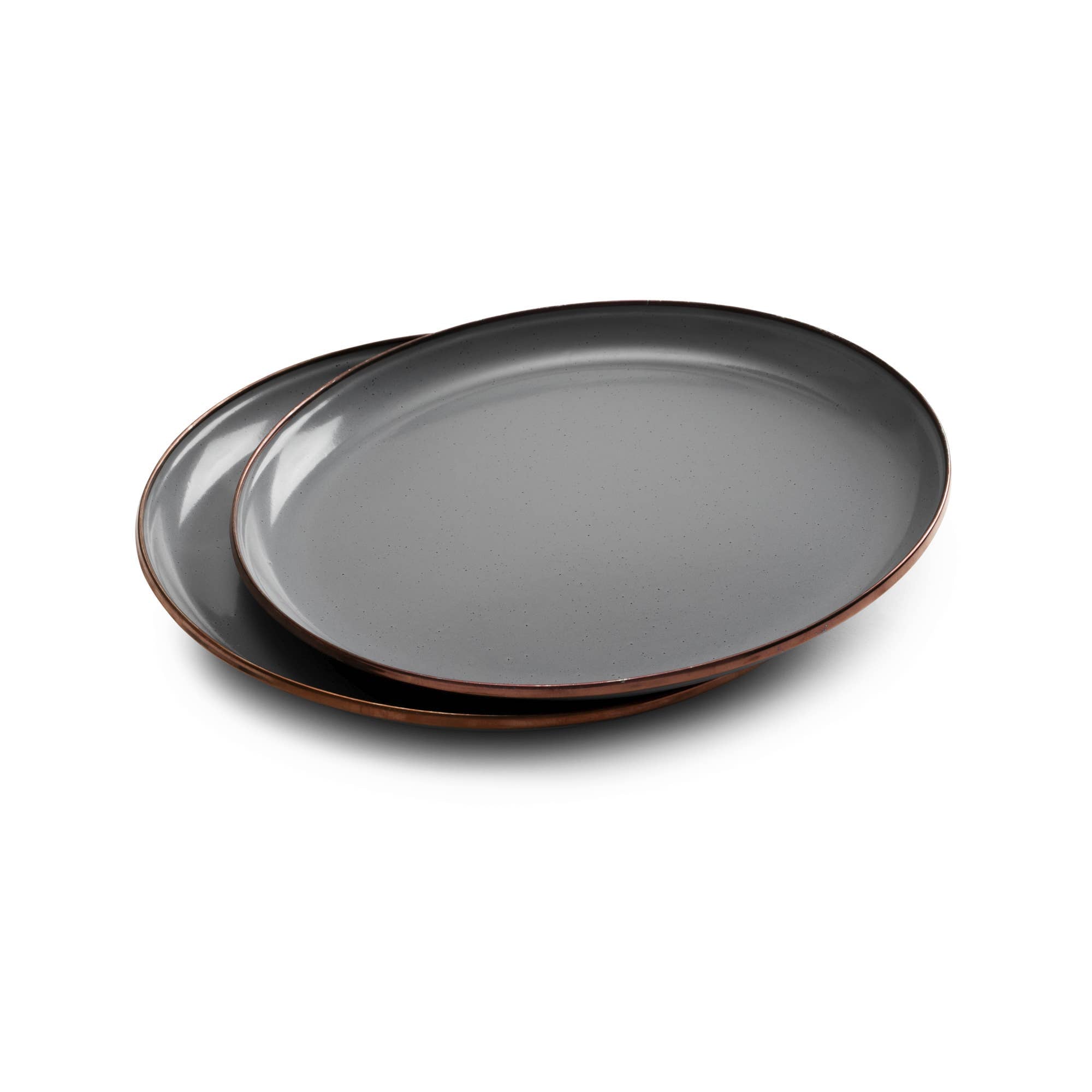 Enamel Deep Plate (Set of 2): Charcoal