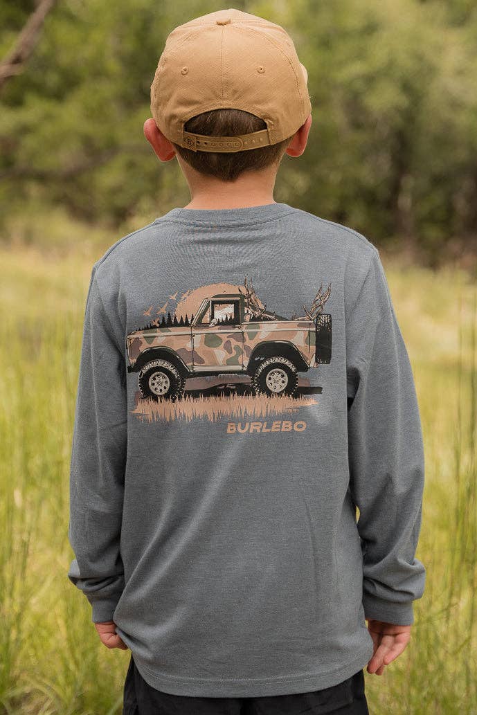 Youth - Loaded Down Bronco - L/S - Heather Blue Jean