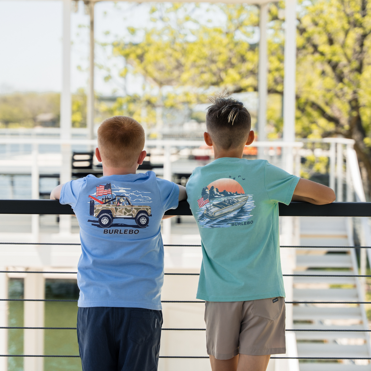 Youth Tee-Camo Beach Cruiser- Heather Periwinkle