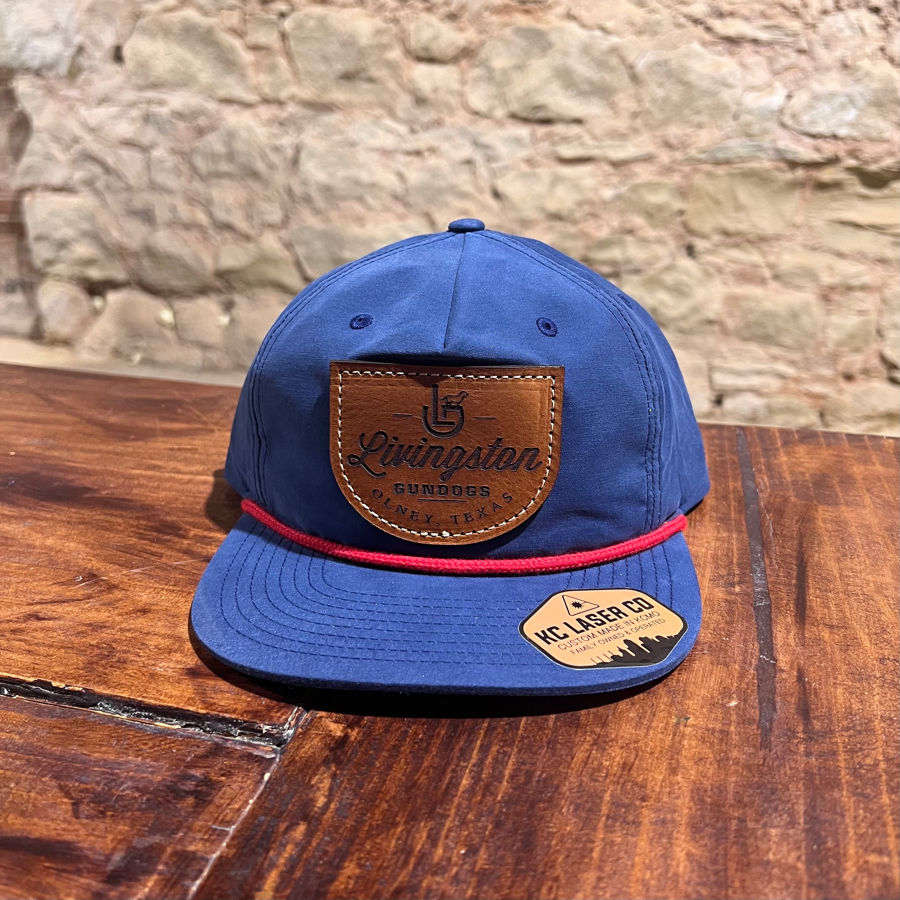 Livingston Gundogs Leather Patch Rope Hat - navy half moon