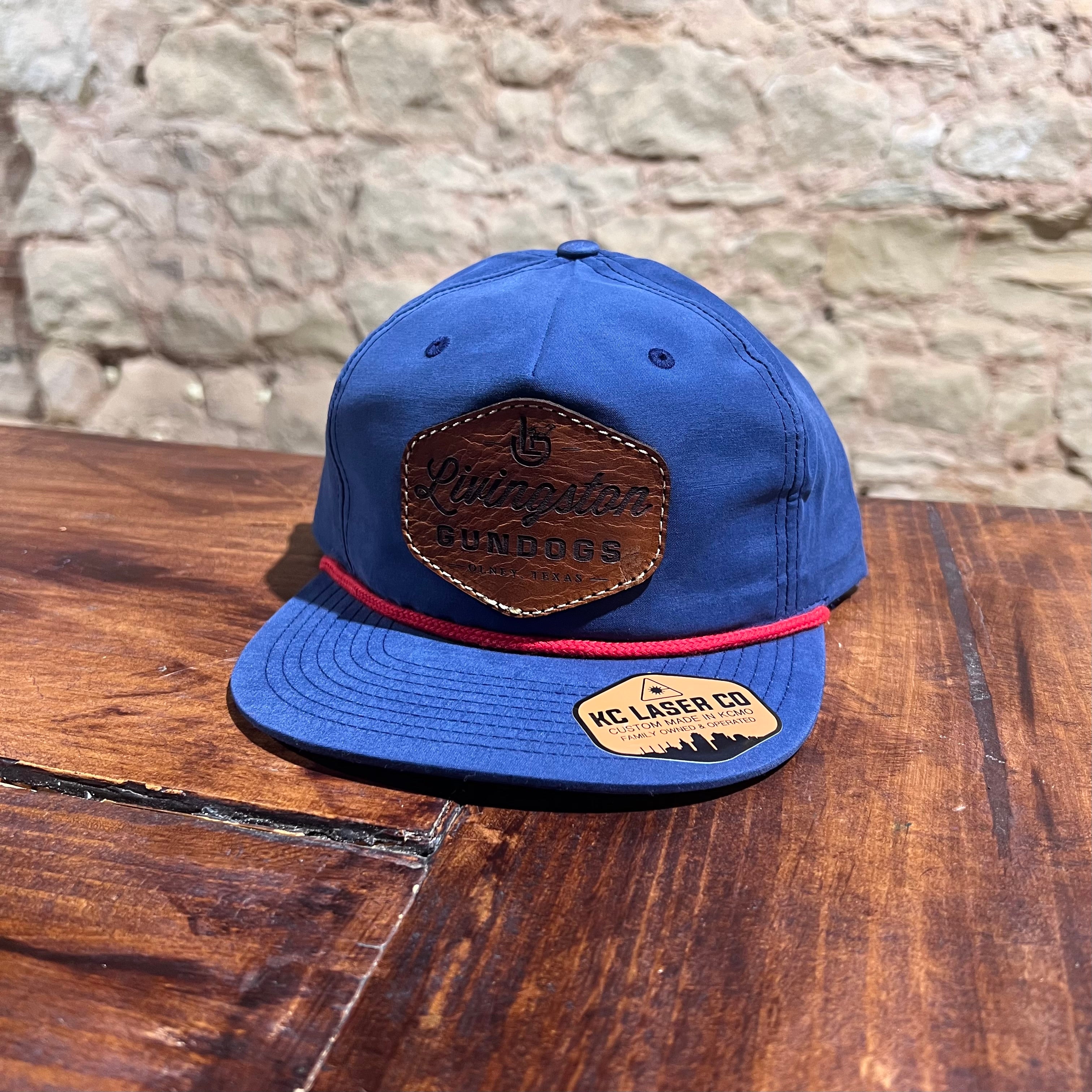 Livingston Gundogs Leather Patch Rope Hat - navy diamond
