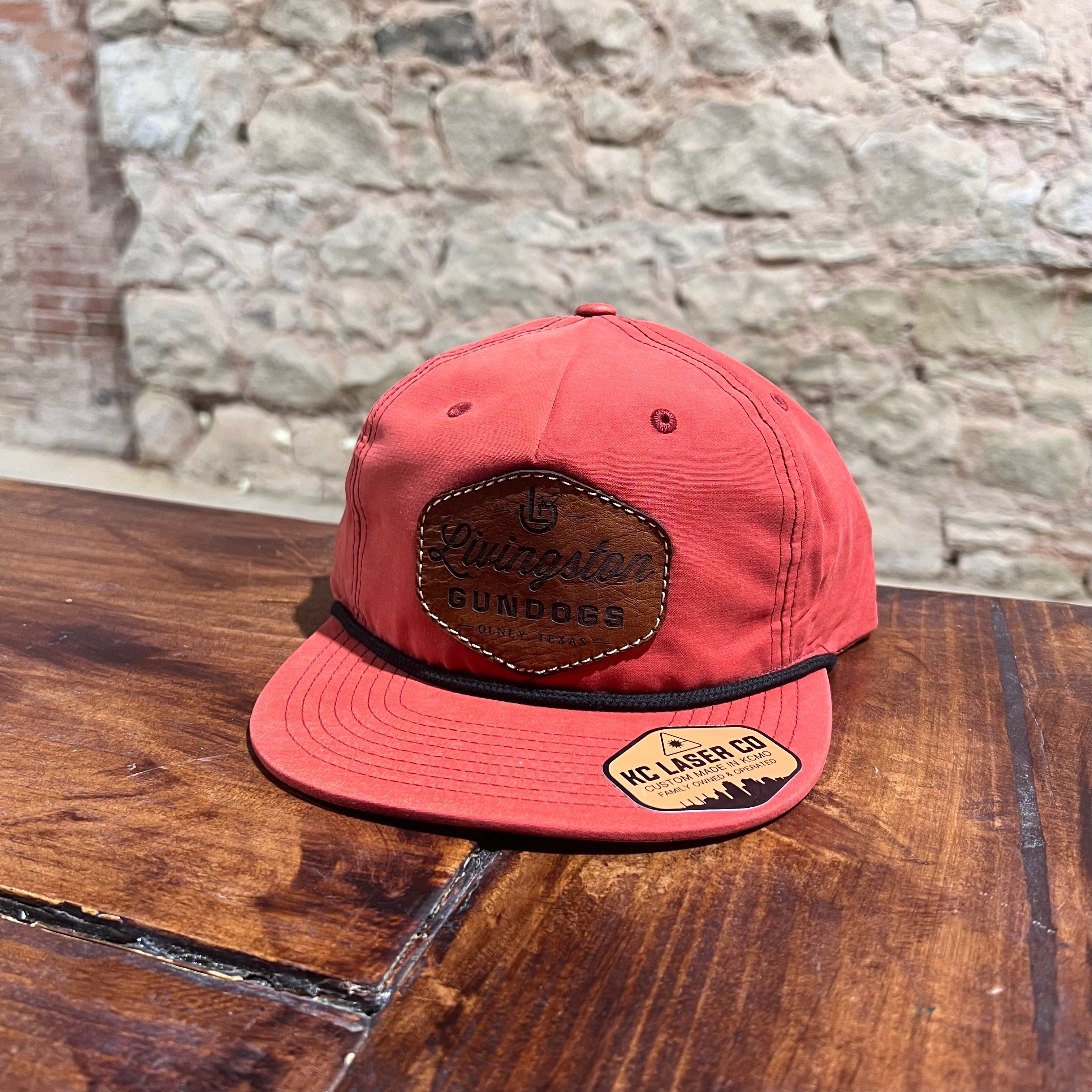 Livingston Gundogs Leather Patch Rope Hat - faded red diamond