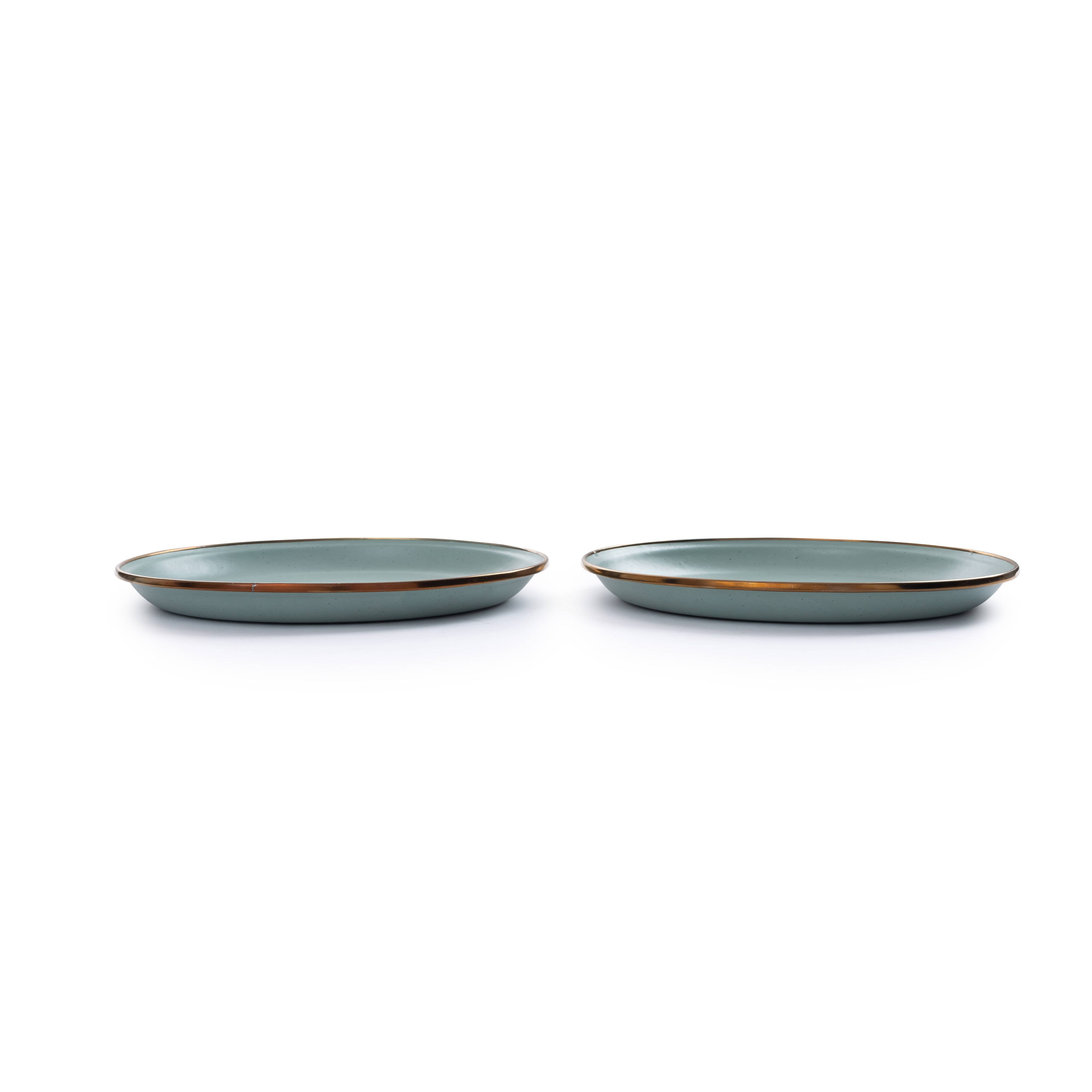 Enamel Deep Plate (Set of 2): Charcoal