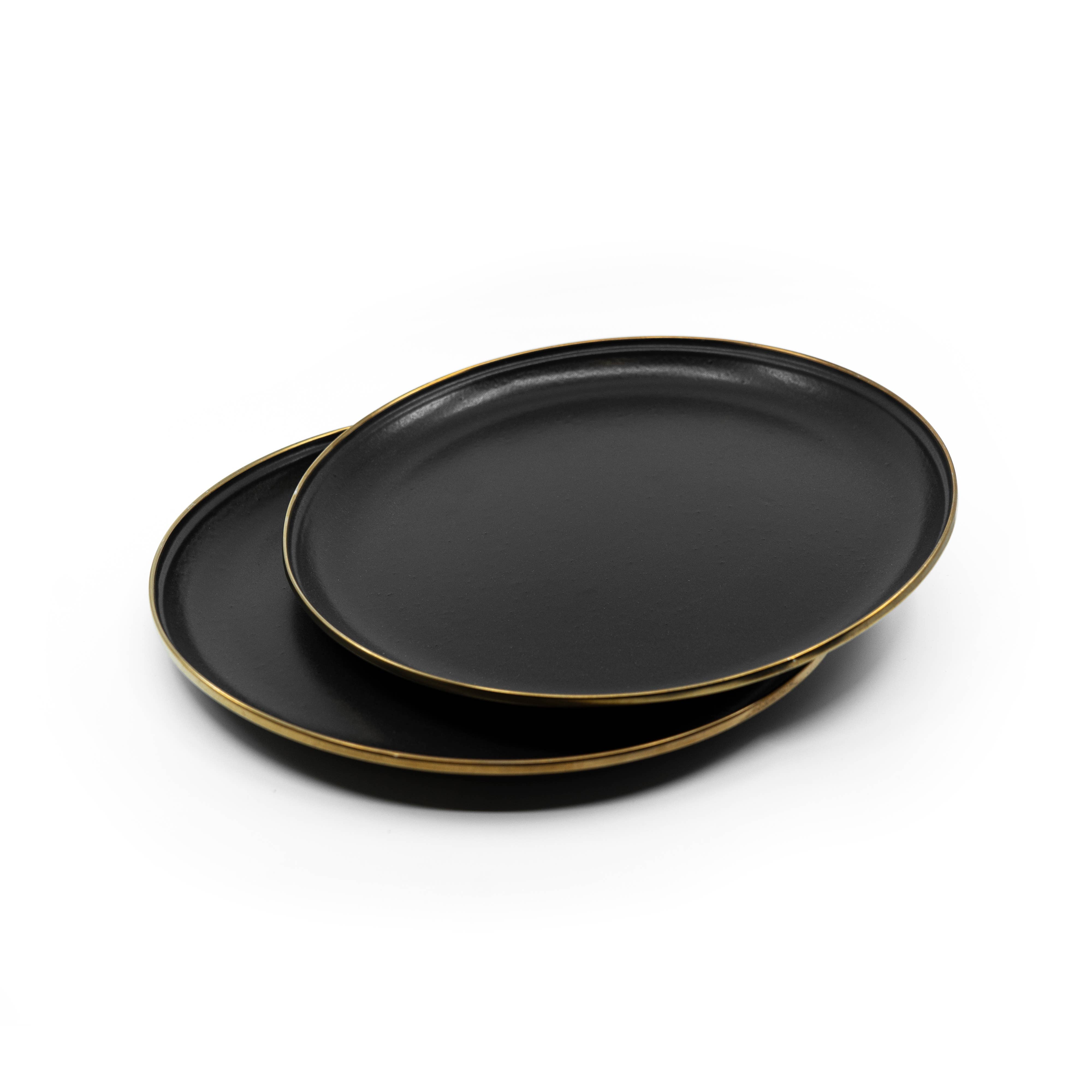 Enamel Deep Plate (Set of 2): Charcoal
